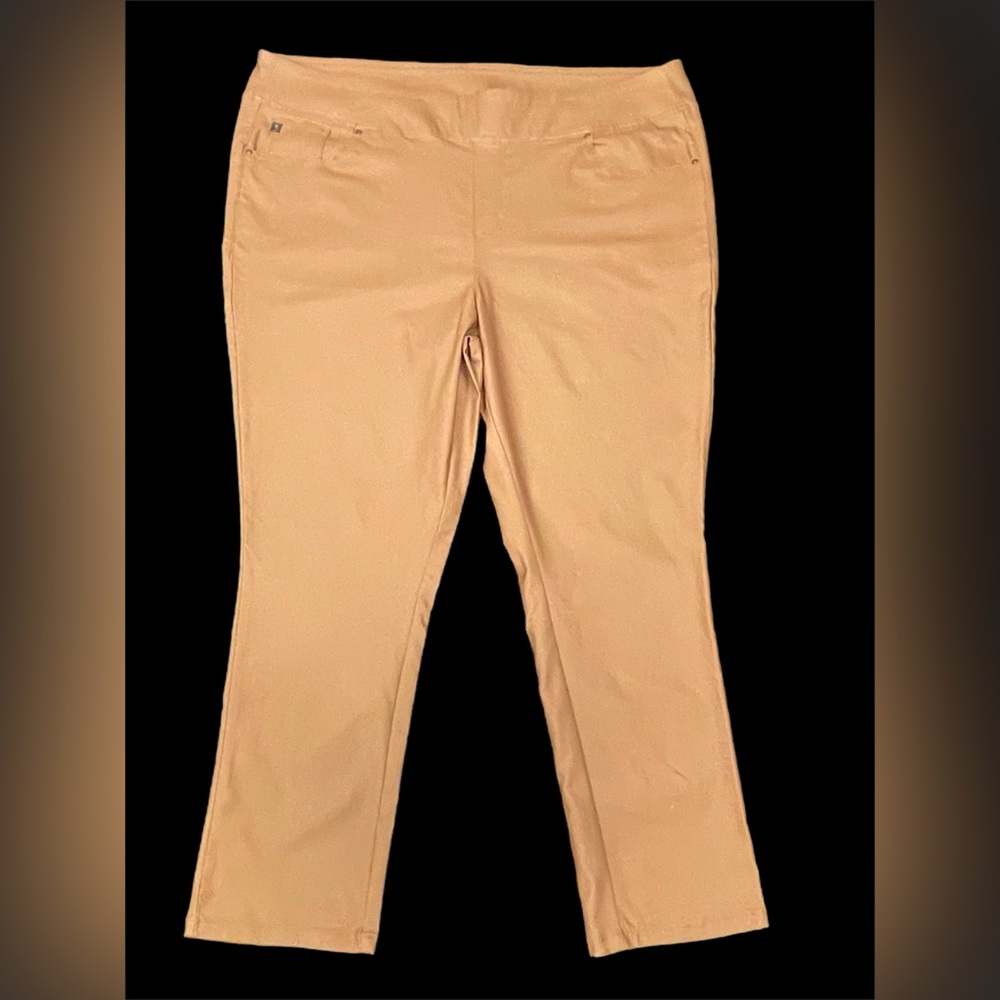 Belle by Kim Gravel Plus Size 26W Pull-On Ponte Straight Leg Pants Tan/Mocha